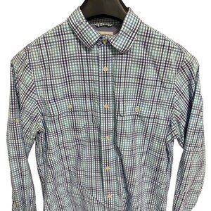 Banana Republic Shirt Mens Medium 15-15.5 Blue Check Long Sleeve Button Up